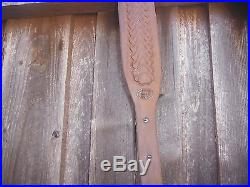Leather Rifle Sling, Hand tooled 39 max adjustable length, USA Made, Tapered