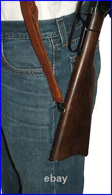 Leather Rifle Sling, Padded with Thumb Strap. Uncle Mikes Swivels Included