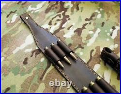 Leather Rifle Sling with holders for cartridges Sling for shotguns + ammo loops