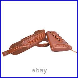 Leather Set of Rifle Buttstock with Gun Sling. 243.38.30/30.308.22LR 12GA