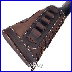 Leather Shotgun Buttstock Cartridge Holder, Canvas Shotgun Sling For 12 Gauge