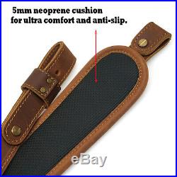 Leather Shotgun Straps with 1 QD Swivels, Double-Layed Leather Rifle Sling New