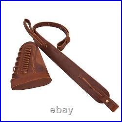 Left Handed Leather Rifle Buttstock Holder + Gun Sling for. 22mag. 22lr. 17hmr