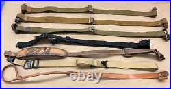 Lot Of 7 Random Rifle Slings Canvas Leather Vintage Magpul