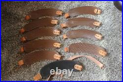 Lot of 10 Vintage Al Freeland Leather Shooting Sling Cuffs & 2 Sling straps. NOS