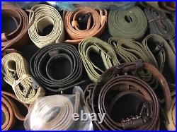 Lot of 32 Vintage Military Rifle Slings Canvas Leather Military WWII Vietnam