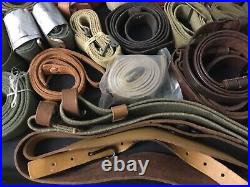 Lot of 32 Vintage Military Rifle Slings Canvas Leather Military WWII Vietnam