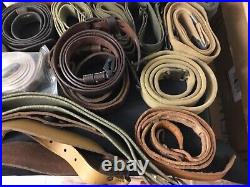 Lot of 32 Vintage Military Rifle Slings Canvas Leather Military WWII Vietnam