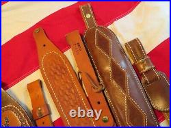 Lot of 7 Hand Tooled Leather Rifle Gun Slings Hunter others NICE most Unused