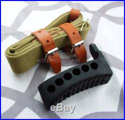 MOSIN NAGANT RUBBER BUTT PAD WithHEAVY DUTY GREEN SLING BELT LEATHER M44 91/30 M38