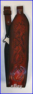 Mahogany Leather Rifle Sling, Handcrafted in the USA, Cow/ American Bison