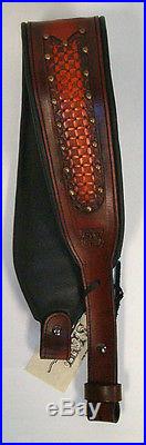 Mahogany Leather Rifle Sling, Handcrafted in the USA, Cowith American Bison