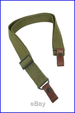 Military SKS / 7.62x39mm Style Rifle Sling Metal Buckles Leather Tabs OLIVE