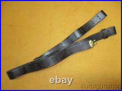 Military Style 1 1/4 Inch Black Leather Rifle Sling