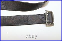 Mosin Nagant brown leather rifle sling marked SA T w button 48L x 7/8w E8899