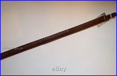 NEW LEATHER MATCHING RIFLE SLING / BasketWeave Hand Toold / Brown Color