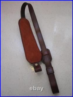 NOSAA&E Padded Top Grain Cowhide Dark Brown Leather Rifle / Shotgun Gun Strap