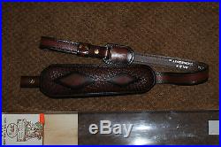 NOS AA & E LEATHER CRAFT INC. 100% LEATHER PADDED RIFLE SLING IN PACKAGE NO. 1036