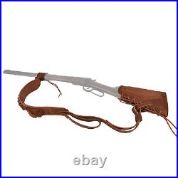 NO DRILL Leather Gun Buttstock + Loop + Rifle Sling for. 22LR. 308.30/30.45/70
