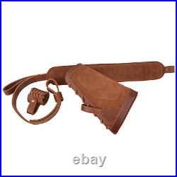 No Drilling Leather Recoil Buttstock With Rifle Sling Barrel Mount. 357.308.22LR