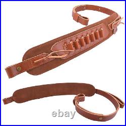 Non-Slip Rifle Sling Leather Shoulder Strap for. 357.30-30.45-70.22LR 12GA. 308