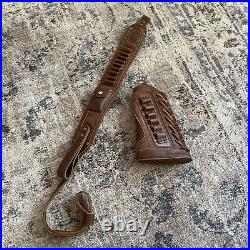 OP ORIGINAL POWER Leather Rifle Buttstock Cheek Rest & Matched Rifle Sling NEW