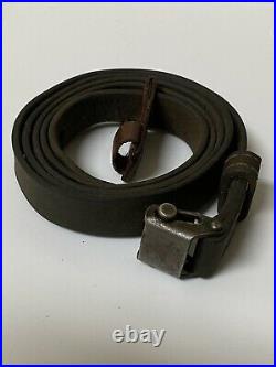 Original German WWII Mauser K98 rifle leather sling with keeper