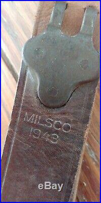Original WWII MILSCO 1943 Dated M1 Garand Rifle Leather Sling