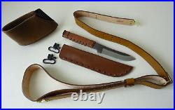 Outdoorsman Accessory LOT Leather Sling, Swivels, Buttpad & Knife With Sheath