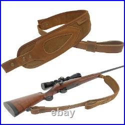Padded Leather Rifle Sling Vintage Stitched Soft Anti Slip Gun Shoulder Straps