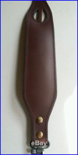 Padded Leather Rifle Sling With Thumb Hole Brown