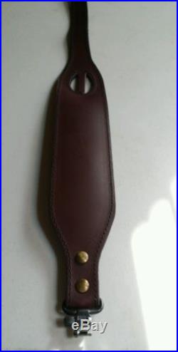 Padded Leather Rifle Sling With Thumb Hole Brown