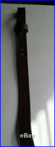 Padded Leather Rifle Sling With Thumb Hole Brown