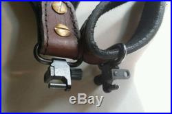 Padded Leather Rifle Sling With Thumb Hole Brown