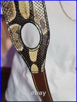 Padded RIFLE Firearm SLING with Authentic BALL PYTHON Snake skin brown leather