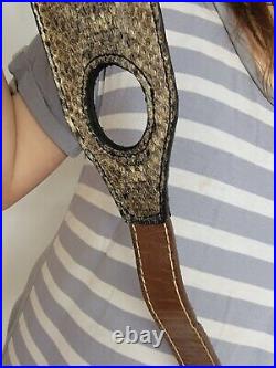 Padded RIFLE Firearm SLING with Authentic RATTLESNAKE skin brown leather strap