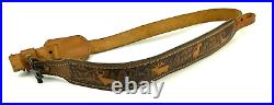Pathfinder Brown Leather Rifle Sling HPT Padded Hunting Deer Stag Tooling