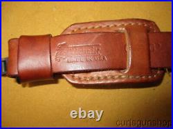 Pathfinder CN300P Brown Leather Padded 1 Inch Rifle Sling with Swivels