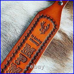 Personalized Custom Tapered Leather Rifle Sling not padded and padded