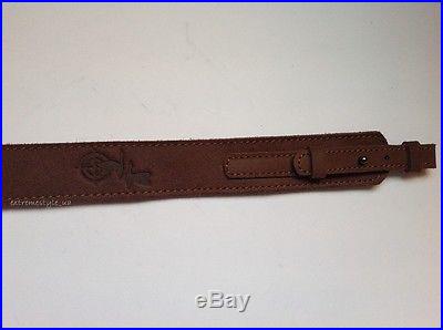 RETRO STYLE LEATHER HUNTING GUN RIFLE SLING / BROWN COLOR