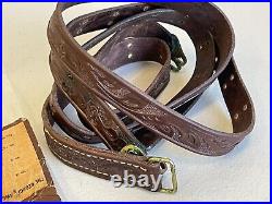 Rare NOS George Lawrence 5' TOOLED LEATHER Rifle Sling-NEW OLD STOCK- In package