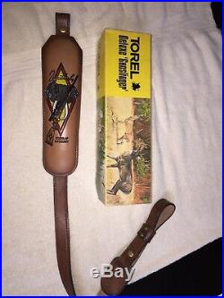 Rare Vintage Weatherby Elephant Head Leather Rifle Sling. Excellent Condition