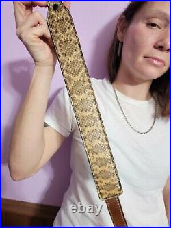 Rattlesnake skin RIFLE Firearm padded SLING with Authentic brown leather strap