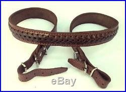 Real Leather Rifle Shotgun Sling Strap Hand Braided Padded