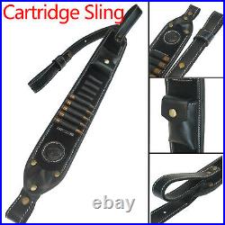 Retro Real Leather Rifle Recoil Pad +Soft Gun Ammo Sling Padded USA Stock
