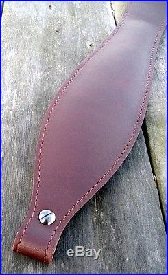 Rich Mahogany Leather Rifle Sling Padded Handmade in USA
