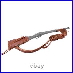 Rifle Buttstock+Leather Shell Holder Sling. 357.30/30.308.22LR 12GA 16GA 20GA