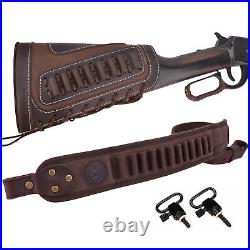 Rifle Leather Buttstsock With Sling Shell Slots +Swivels for. 30-30.357.38.32
