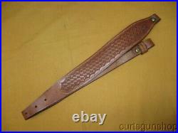 Rifle Sling 1 Inch Brown Leather with Basketweave Pattern