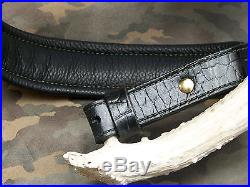 Rifle Sling, Black Leather, Hand tooled, Made in the USA, US Army
